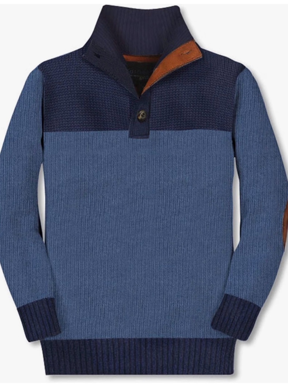 Boy’s Navy Colorblock Knit Sweater with Elbow Patches - size 12